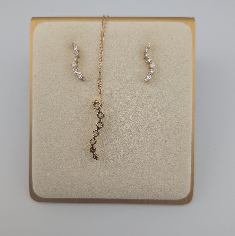 "Journey" Moissanite Necklace And Earrings Set 14k Gold - Picture 2 of 3